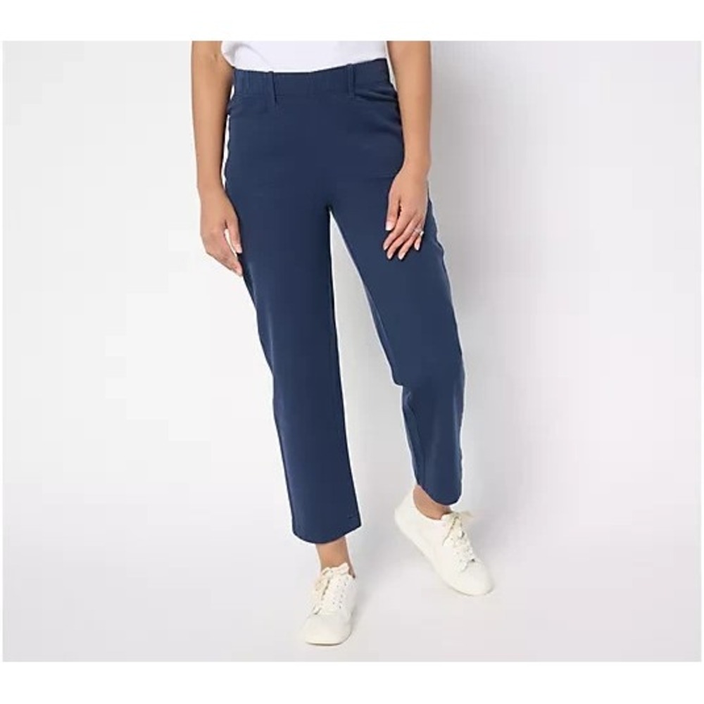AnyBody Regular All-Stretch Twill Straight Leg Ankle Pants Deep Navy, Tall Large